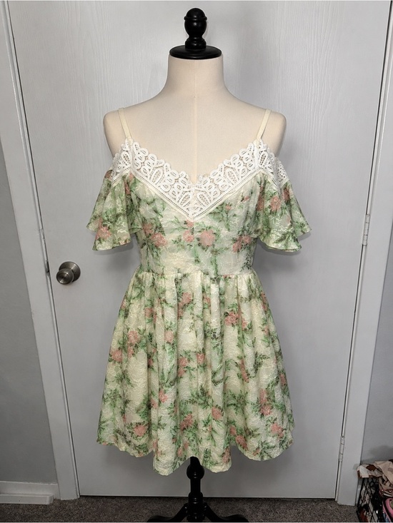 Disney Dresses & Skirts - Disney Princess Floral Lace Cold Shoulder Dress Cottagecore Fairycore Small